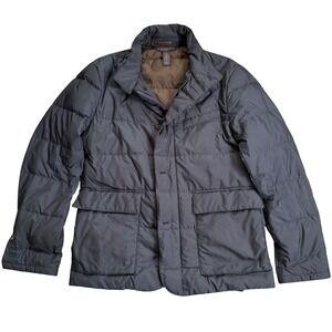 Brooks Brothers Mens Navy Blue Down Puffer Jacket Quilted Field Coat Small